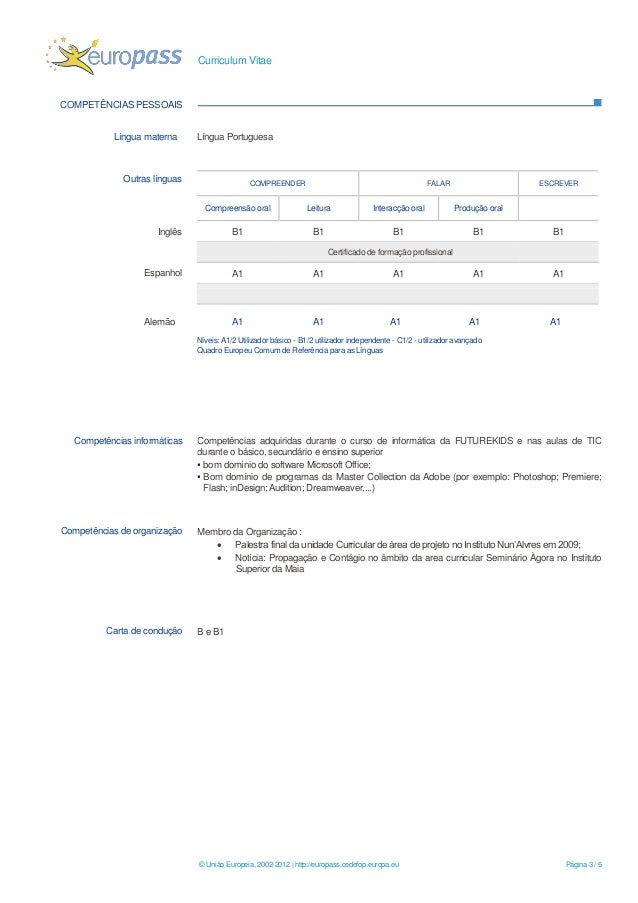 curriculum vitae linguas curriculum vitae linguas